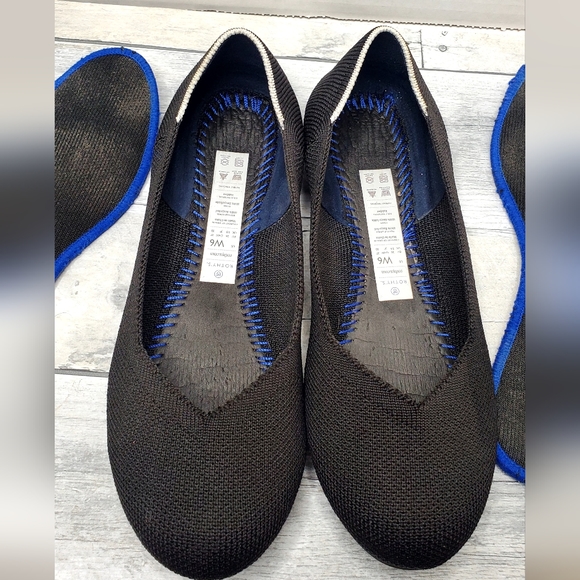 Rothy's The Flat Black Round Toe White Halo Slip on Shoes Retired Size 6 - Picture 10 of 10